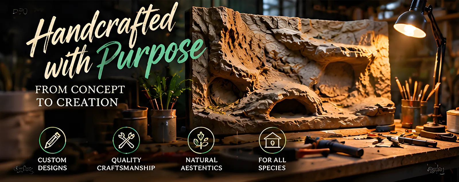 Handcrafted with purpose, from concept to creation: custom designs, quality craftsmanship, natural aesthetics, for all species.