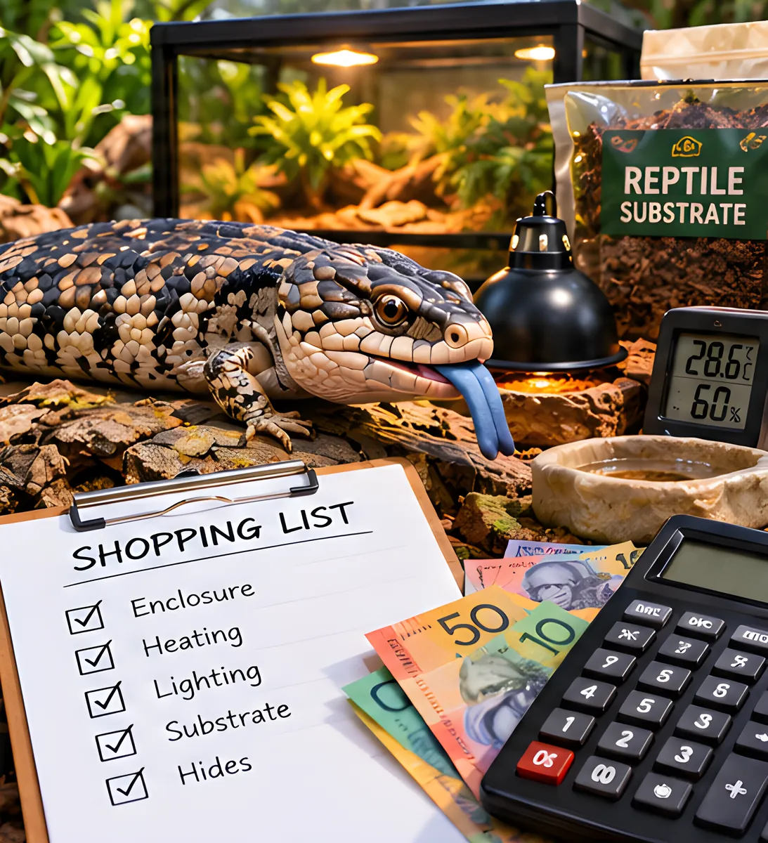 Blue-Tongue Lizard Shopping List & Setup Cost in Australia