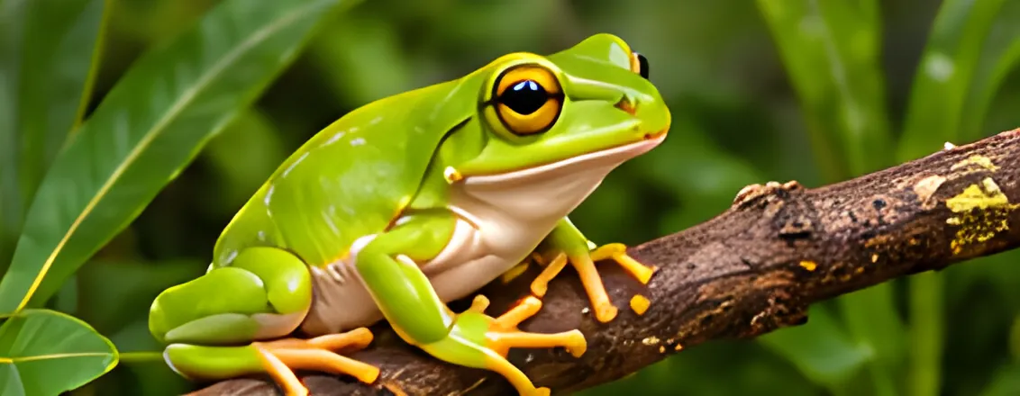 Illustration: Green tree frog enclosure ideas where moisture, airflow and climbing all work together.