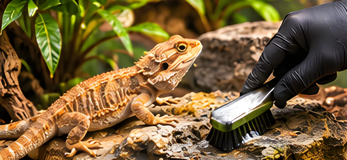 A reptile enclosure cleaning schedule that protects the habitat