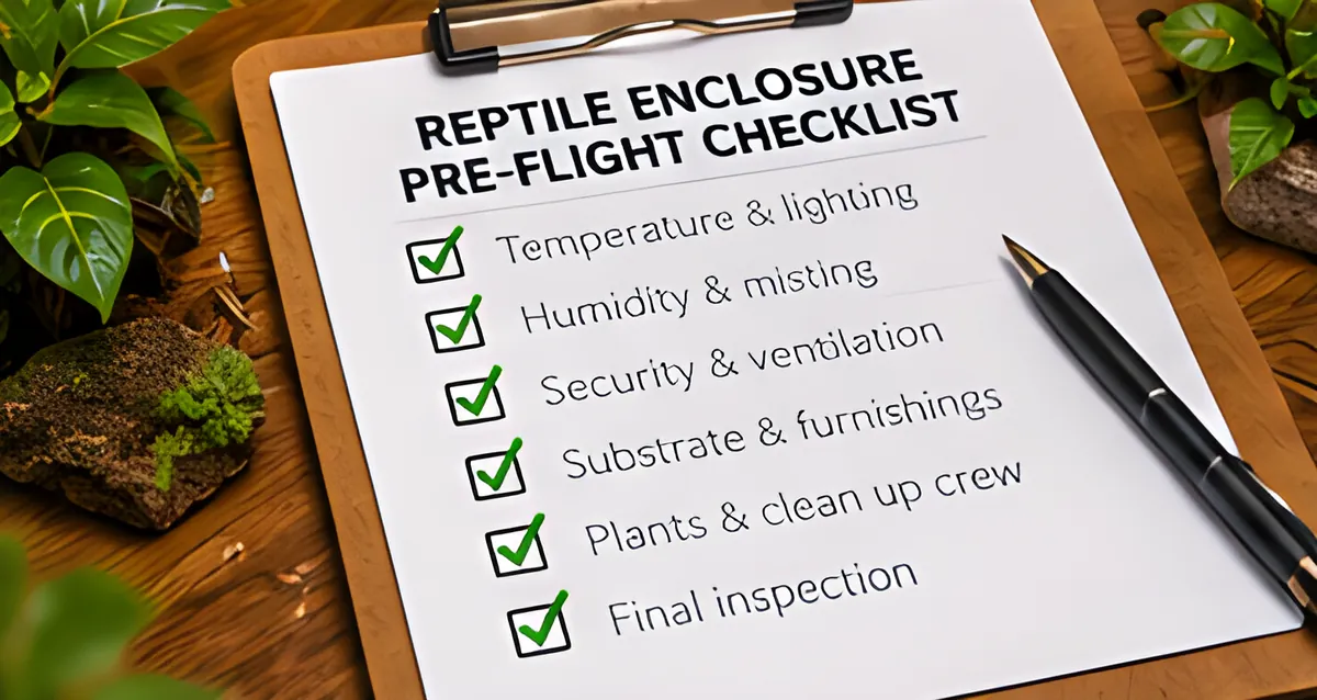 Reptile enclosure pre-flight checklist