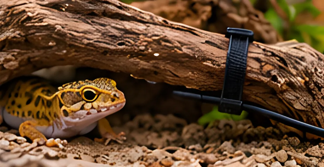 Where should a reptile thermostat probe go?