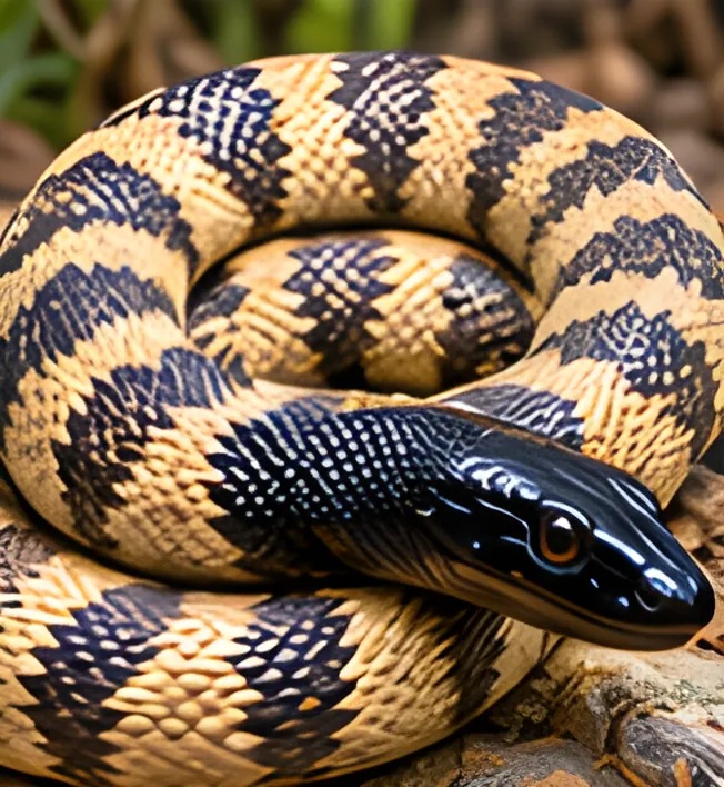 Painting of a Black-headed python