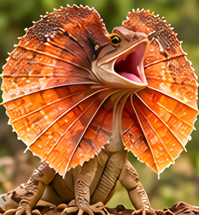 Painting of a Frilled-neck lizard