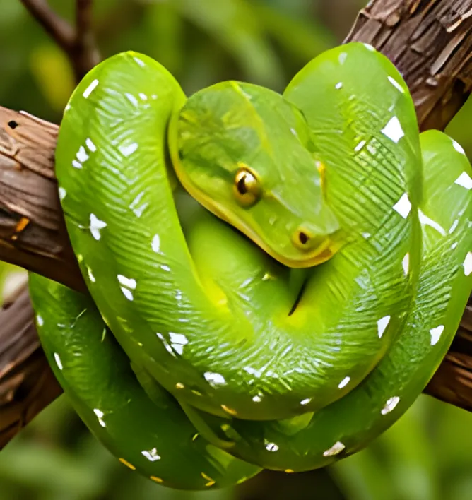 Painting of a Green tree python